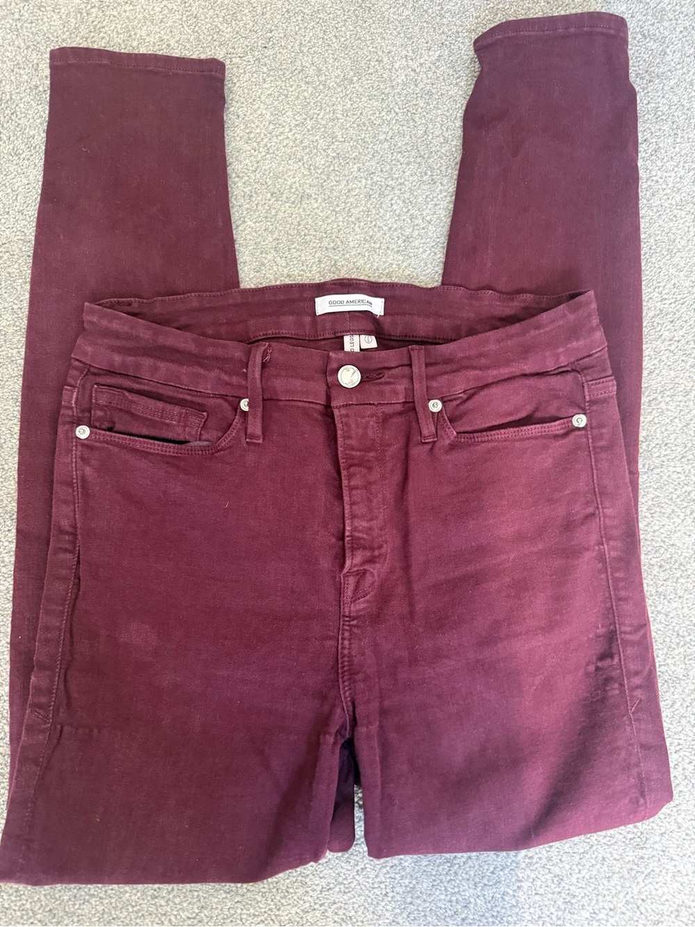 Good American Burgundy Skinny High-Rise Jeans